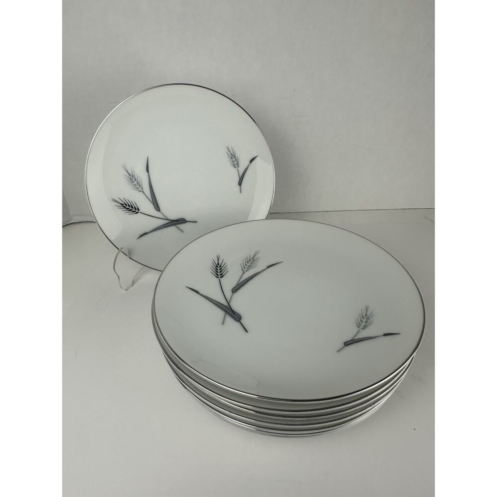 Celebrity Fine China Ceres~By Mieto~ Platinum Wheat~ 6.5" Salad Plates Set Of 8